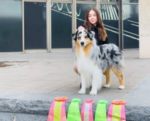 Anja Gocke with her Australian Shepherd dog