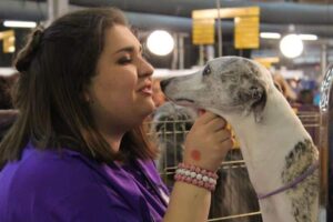 Baylie Smith with her Whippet