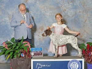 Cora Thomas with her dog.